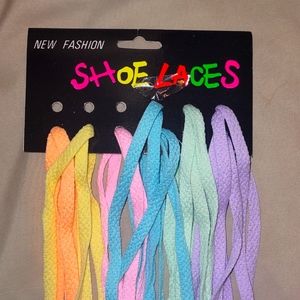 Vintage 1980s New Fashion Pastel Thin Shoe Laces 12 count Bundle